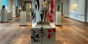 Photo of Degas' sculpture, "Little Dancer, Age Fourteen," after the exhibit was defaced by activists.