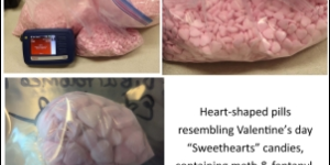 Heart Shaped pills containing meth & fentanyl