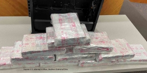 Kilogram cocaine bricks pictured stacked on a table
