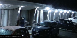 Mother and child departing room 140 at the Elect Inn walking towards Montour’s vehicle on March 29, 2023 at 3:21 a.m.