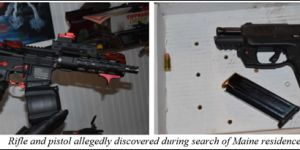Rifle and pistol allegedly discovered during search of Maine residence