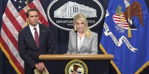 Video thumbnail preview, Attorney General Bondi Announces Charges Against Abrego Garcia