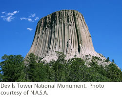 Devils Tower National Monument. Courtesy of NASA. Devils Tower National Monument. Courtesy of NASA.