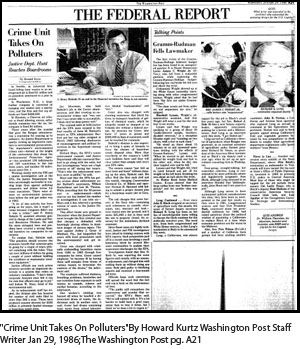 Photograph of Washington Post 1986 news article. Photograph of Washington Post 1986 news article.