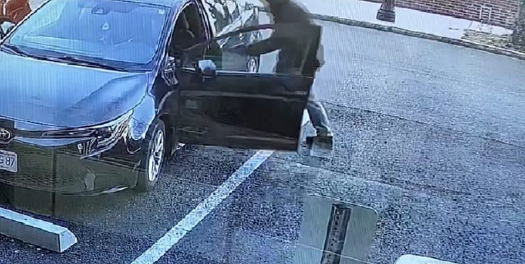 Surveillance footage from the robbery in November 2025 showing a man with a gun