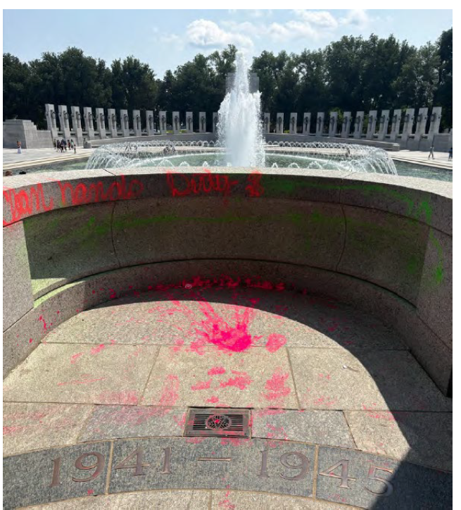 Photo of the defaced WW2 Memorial