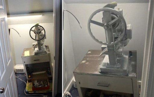 pill press recovered during search