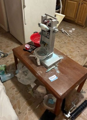pill press recovered during search