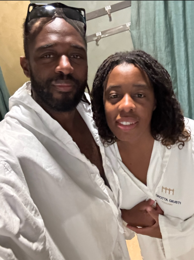 Watts and Pino-Copete at a Tuscan Spa