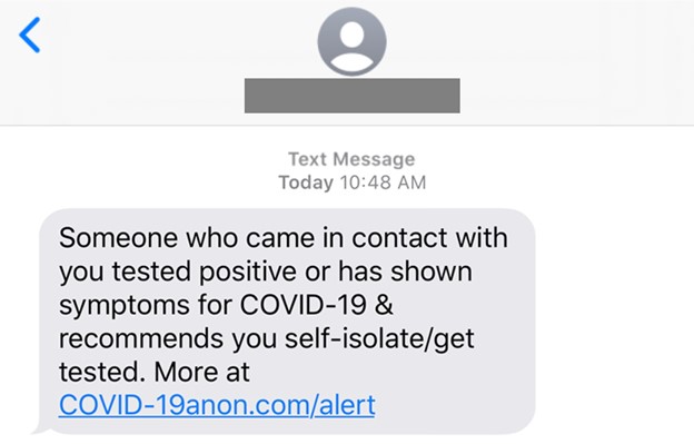 Text of a Covid Fraud Scam