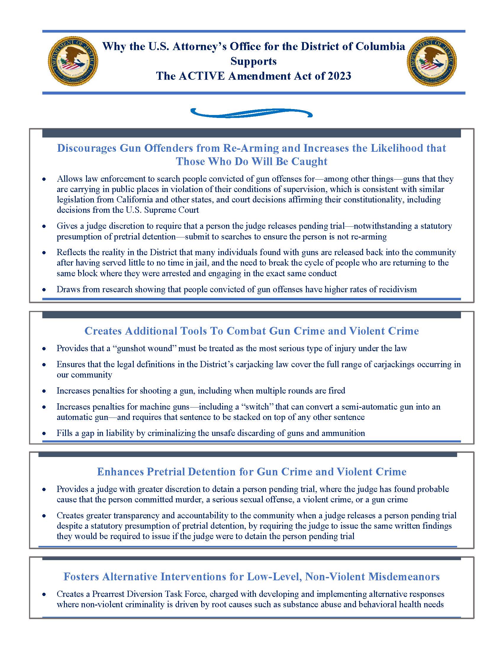 Why the U.S. Attorney’s Office for the District of Columbia Supports The ACTIVE Amendment Act of 2023