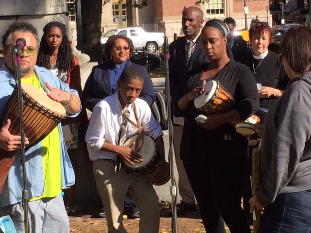 Drummers call for the assembly for the Prayer Vigil