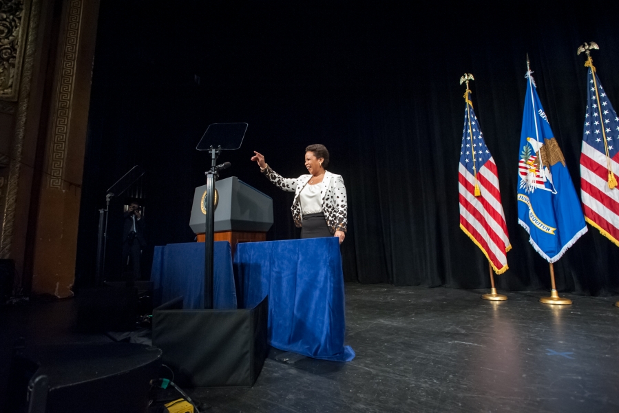 Attorney General Loretta Lynch speaks at her investiture ceremony.