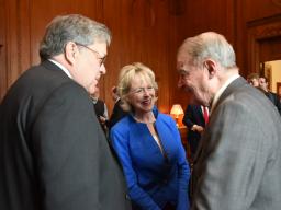 Attorney General William P. Barr meets with Judge William Webster and his wife, Lynda who were victims of an elder fraud scheme.
