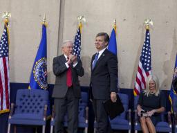 From left: FBI Deputy Director Andrew McCabe; Attorney General Jeff Sessions; FBI Director Christopher Wray and his wife, Helen Wray; and U.S. District Court Judge Joseph Bianco