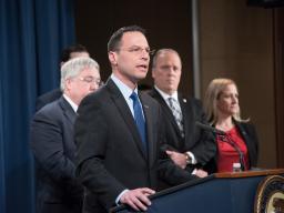 Pennsylvania Attorney General Josh Shapiro delivers remarks.