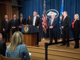 Texas Attorney General Ken Paxton delivers remarks.