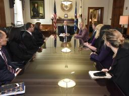 Deputy Attorney General Rod Rosenstein, Office on Violence Against Women Acting Director Katherine Sullivan Sullivan & other senior DOJ officials discuss the Violence Against Women Act’s essential focus on criminal justice responses to domestic violence