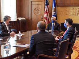 Attorney General Garland is briefed by FBI Director Christopher Wray on the January 6 insurrection.  