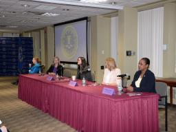 Deputy U.S. Attorney Margaret Garnett speaking on a women in law enforcement panel