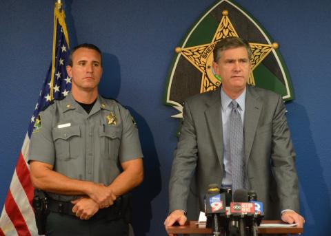 Photo of Sheriff Noco and U.S. Attorney Bentley at press conference.
