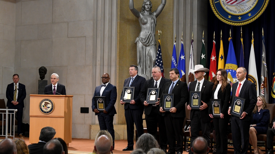 Attorney General Merrick B. Garland honoring nine individuals in for their extraordinary efforts to recover and help missing children and to hold those who commit child sexual abuse and crimes against children legally responsible for their actions. Attorney General Merrick B. Garland honoring nine individuals in for their extraordinary efforts to recover and help missing children and to hold those who commit child sexual abuse and crimes against children legally responsible for their actions.