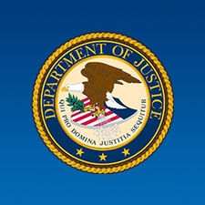 DOJ seal image on a blue background.