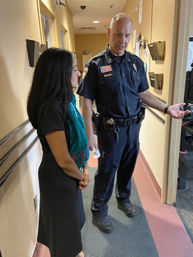 Associate Attorney General Gupta (left) touring the Mille Lacs Band Tribal Police Department with Chief of Police James West (right).