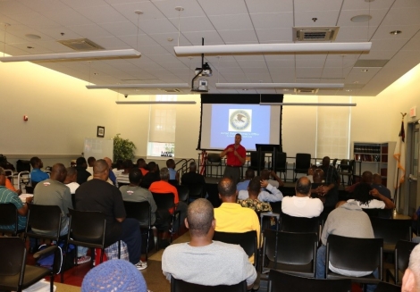 1st District Community Prosecutor Doug Klein addresses a group of returning citizens at Central Union Mission. 1st District Community Prosecutor Doug Klein addresses a group of returning citizens at Central Union Mission.