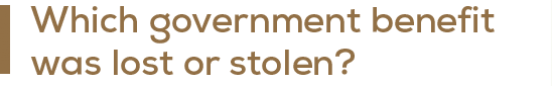 Which government benefit was lost or stolen