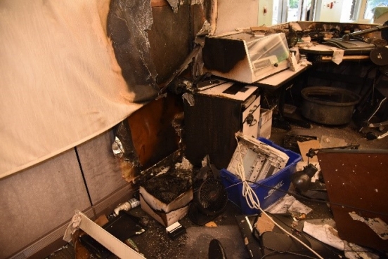 Damage to the Corrections Records Office from fire on May 29, 2020
