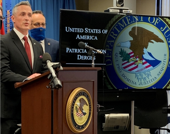 U.S. Attorney Tim Garrison announces a federal indictment against Patricia Derges-photo courtesy office of U.S. Attorney