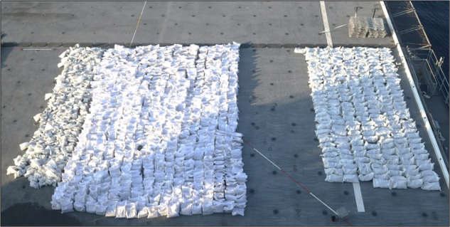 1.063 million rounds of 7.62 mm ammunition; 24,000 rounds of 12.7 mm ammunition; 6,960 proximity fuses for rocket-propelled grenades; and 2,000 kg (800 boxes/2,500 g) of propellant used to launch rocket-propelled grenades. Picture displays large amount of ammo subject to forfeiture spread across a gray surface.