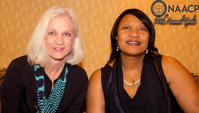 After speaking about Civil Rights to a group at the NAACP East County Gala, United States Attorney Melinda Haag poses for a picture with Odessa Lefrancois, the organization’s president. U.S. Attorney Haag was the Keynote speaker at the Gala, which was held on April 21, 2012, at the Crowne Plaza Hotel in Concord, Calif.