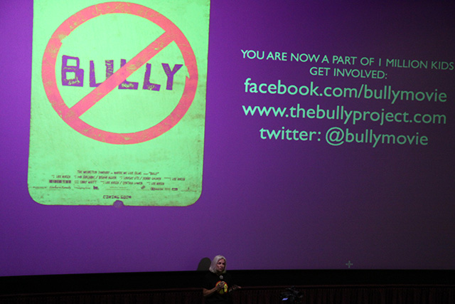 U.S. Attorney Haag addresses students before the film