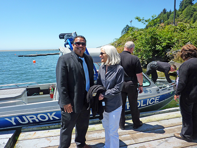 U.S. Attorney Melinda Haag with Javier Kinney, Director of the Office of Self Governance of the Yurok Tribe.