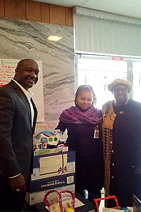 (L-R) Assistant U.S. Attorney and Community Outreach Coordinator Loranzo M. Fleming with Community Outreach Specialist Danielle Sweat and Representative “Able” Mable Thomas, Founder and Executive Director of the Greater Vine City Opportunities Program, Inc.