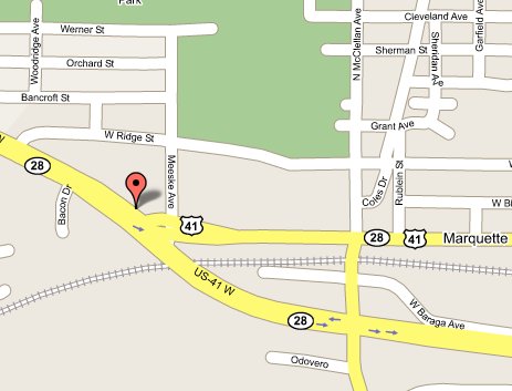 Map Marquette, Michigan branch office, 1930 US Highway 41 West, Marquette, Michigan 49855